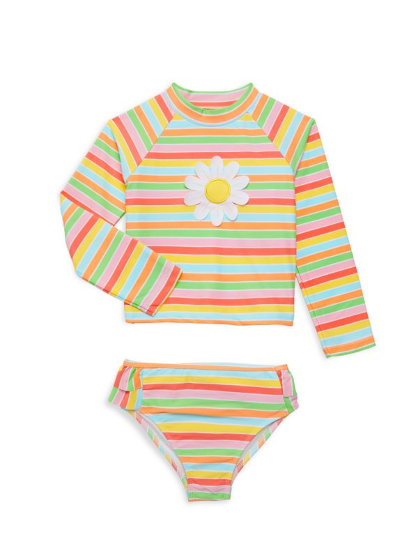 Little Me Little Girl's 2-Piece Rainbow Floral Rashguard Set